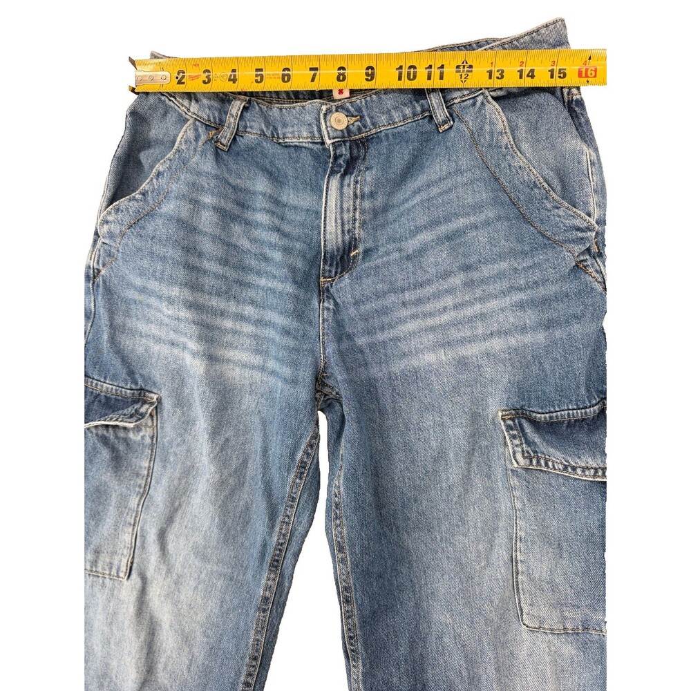 Lucky Brand Women Jeans 8 29R Blue Denim High Rise Wide Leg Utility Cargo Pants - Picture 6 of 8